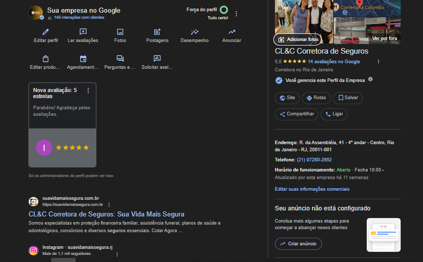 Perfil Otimizado Google Meu Negócio